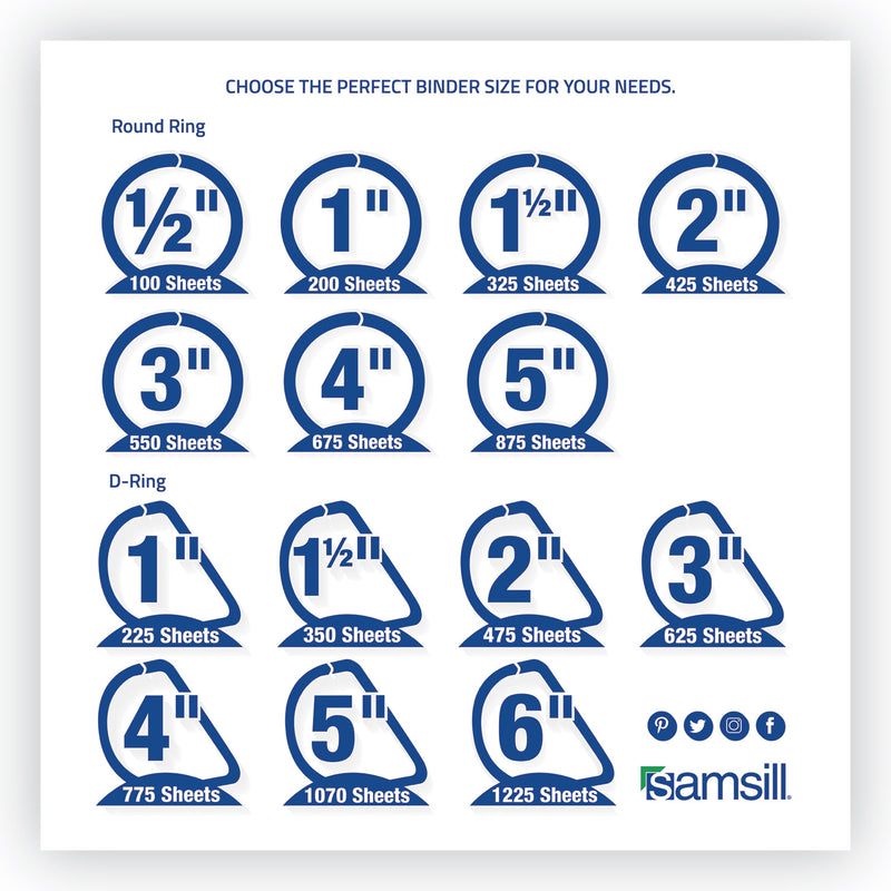 Samsill Earth’s Choice Biobased Durable Fashion View Binder, 3 Rings, 1" Capacity, 11 x 8.5, Turquoise, 2/Pack