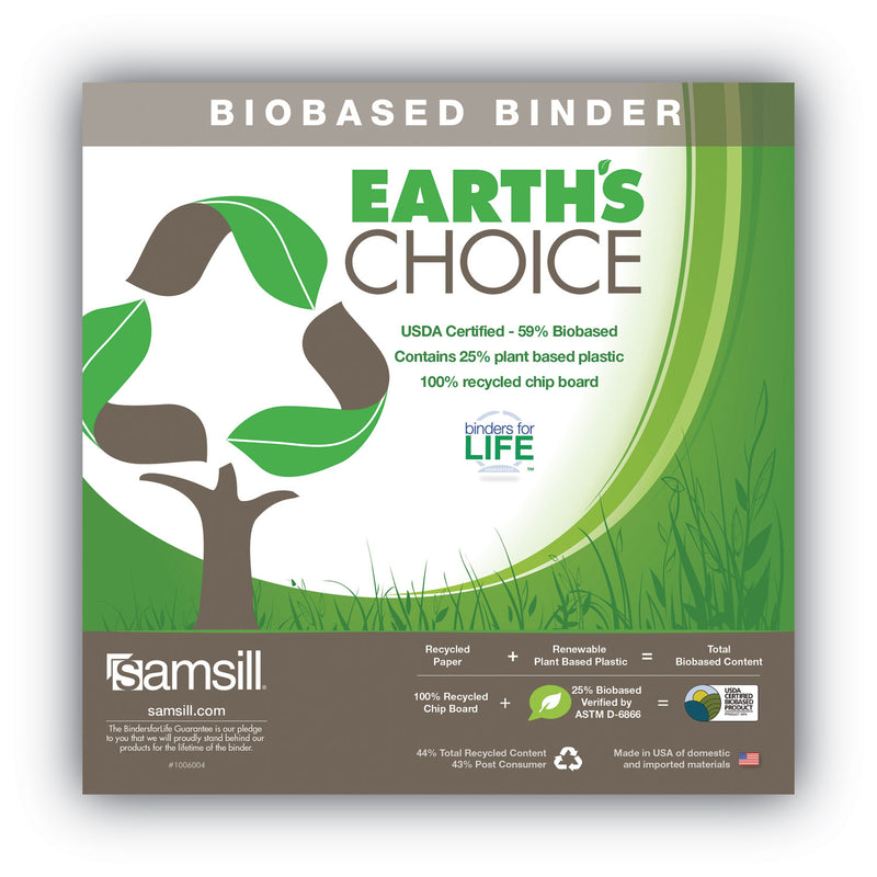 Samsill Earth’s Choice Biobased Durable Fashion View Binder, 3 Rings, 2" Capacity, 11 x 8.5, Turquoise, 2/Pack