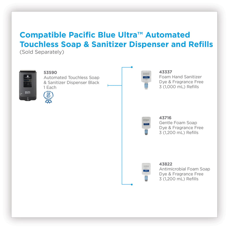 Georgia Pacific Pacific Blue Ultra Automated Touchless Soap/Sanitizer Dispenser, 1,000 mL, 6.54 x 11.72 x 4, Black