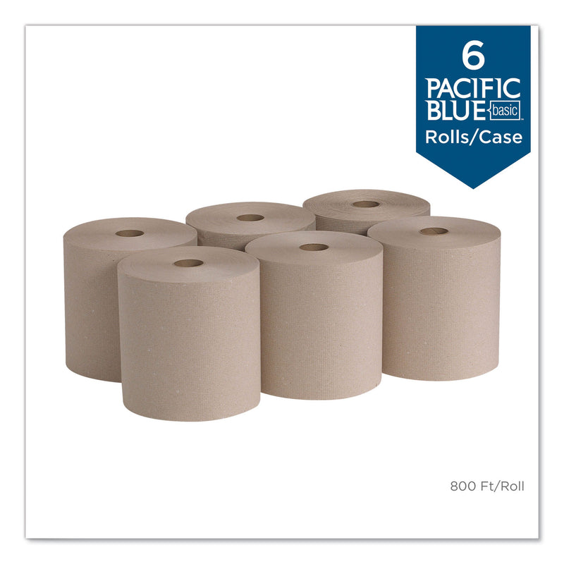 Georgia Pacific Pacific Blue Basic Nonperforated Paper Towels, 7.78 x 800 ft, Brown, 6 Rolls/Carton