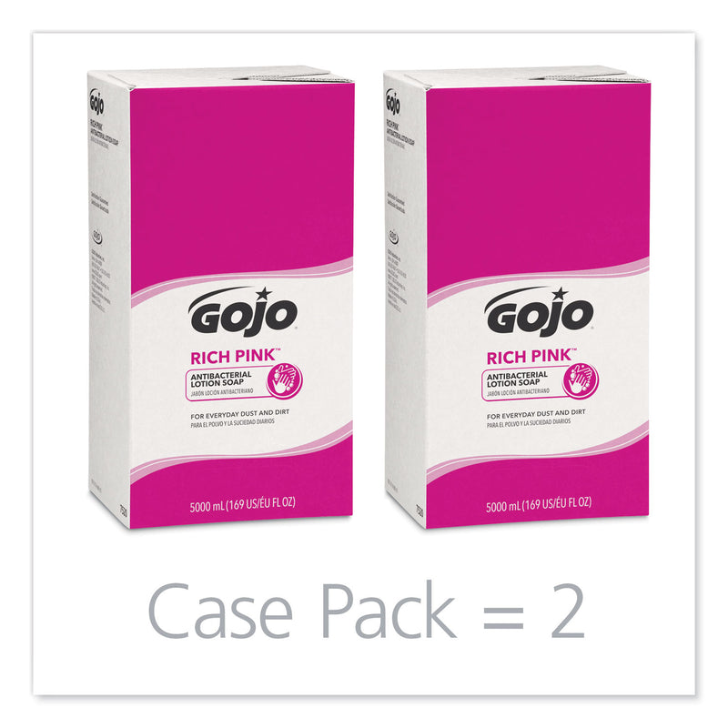 GOJO RICH PINK Antibacterial Lotion Soap Refill, Floral, 5,000 mL, 2/Carton