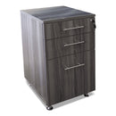 Safco Medina Laminate Pedestal, Left or Right, 3-Drawers: Pencil/Box/File, Legal/Letter, Gray Steel, 15.5" x 18.13" x 26.63"