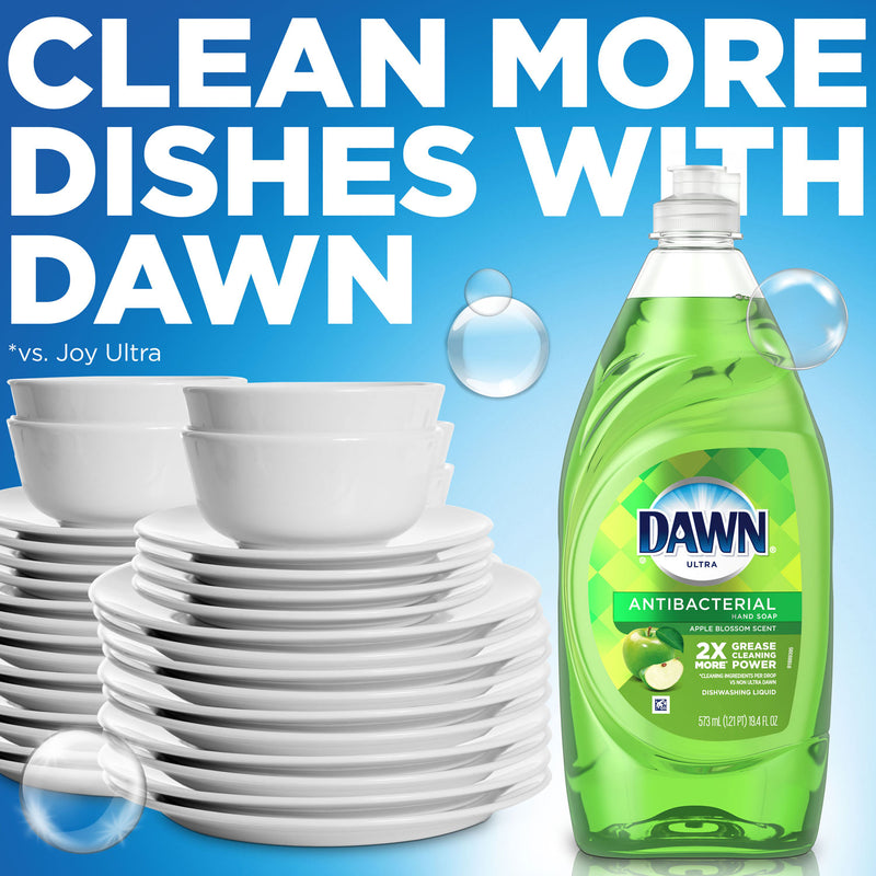 Dawn Ultra Antibacterial Dishwashing Liquid, Apple Blossom, 40 oz Bottle, 8/Carton
