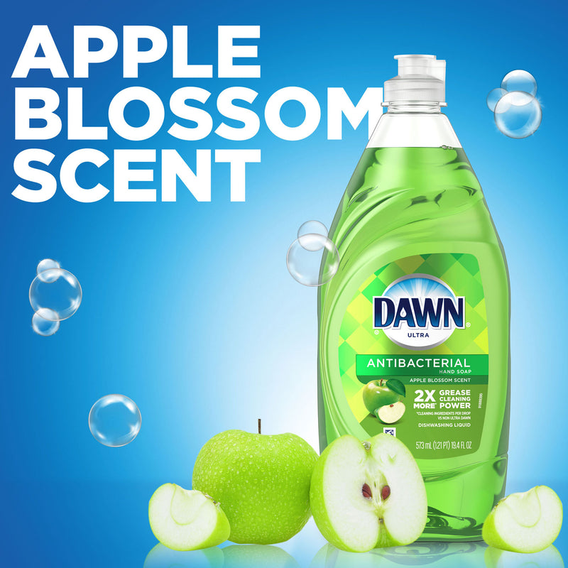 Dawn Ultra Antibacterial Dishwashing Liquid, Apple Blossom, 40 oz Bottle, 8/Carton
