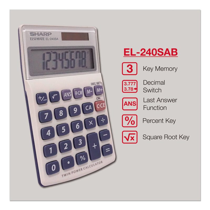 Sharp EL240SB Handheld Business Calculator, 8-Digit LCD