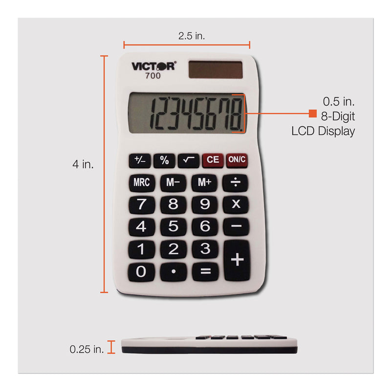 Victor 700 Pocket Calculator, 8-Digit LCD