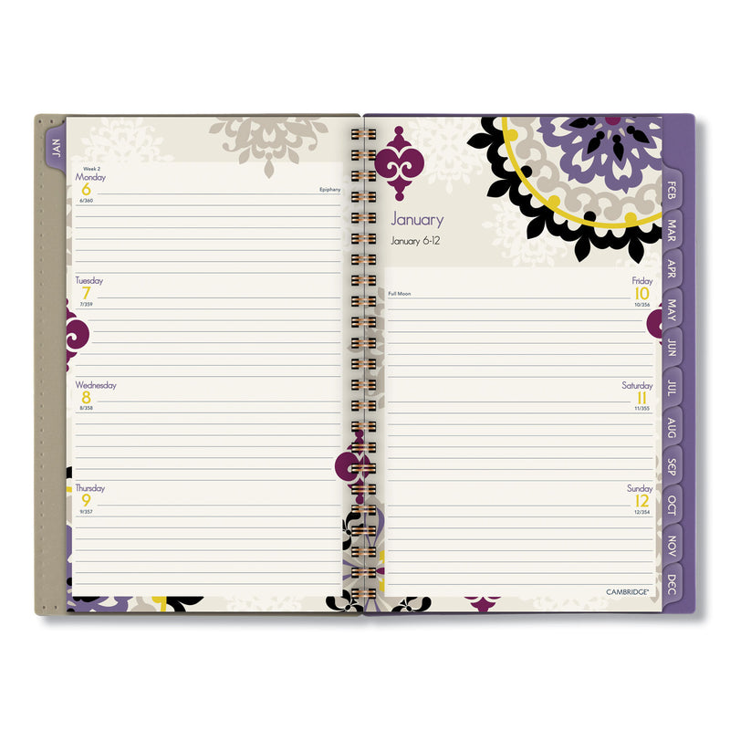 Cambridge Vienna Weekly/Monthly Appointment Book, Vienna Geometric Artwork, 8 x 4.88, Purple/Tan Cover, 12-Month (Jan to Dec): 2022
