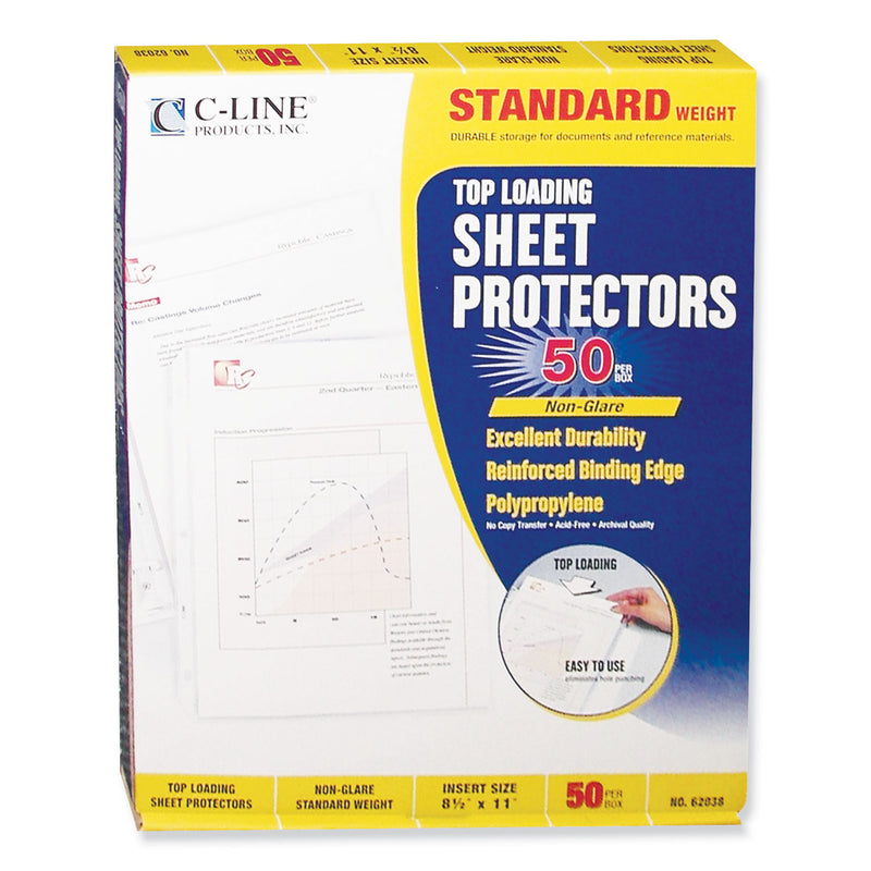 C-Line Standard Weight Polypropylene Sheet Protectors, Non-Glare, 2", 11 x 8.5, 50/Box