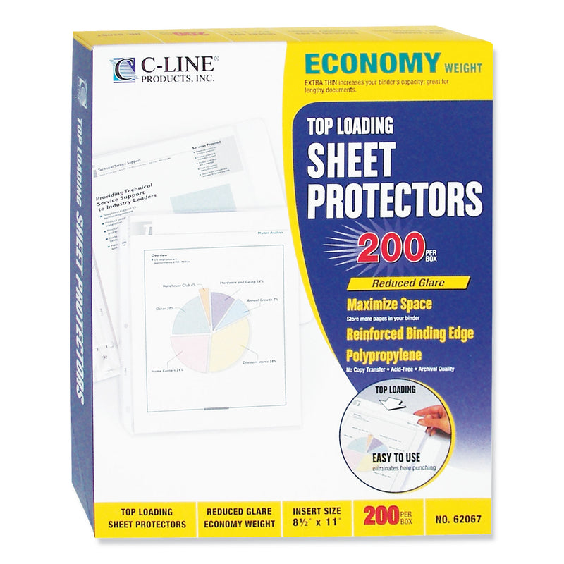 C-Line Economy Weight Poly Sheet Protectors, Reduced Glare, 2", 11 x 8.5, 200/Box