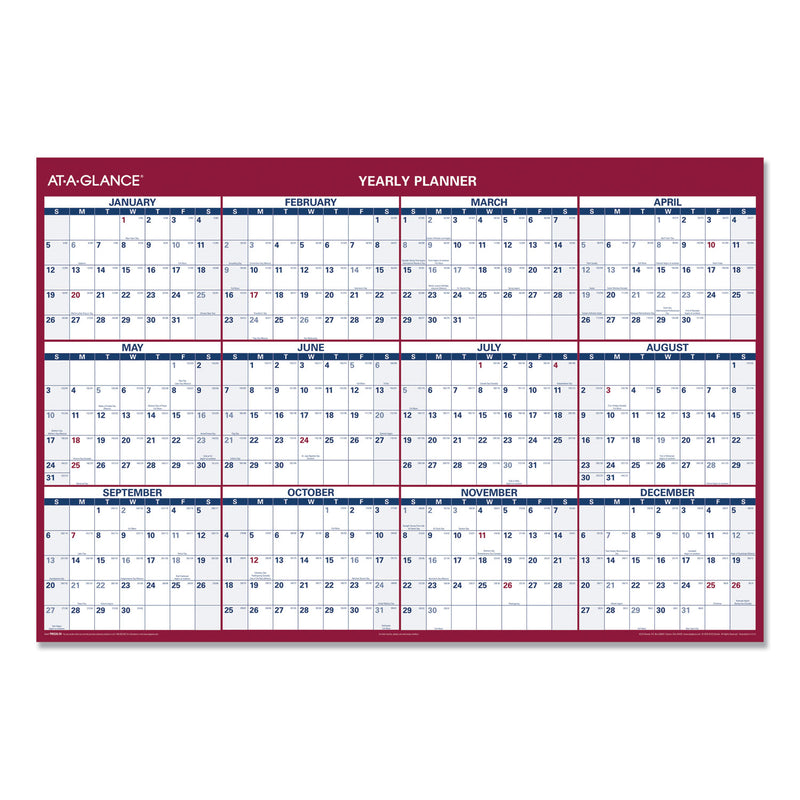 AT-A-GLANCE Erasable Vertical/Horizontal Wall Planner, 32 x 48, White/Blue/Red Sheets, 12-Month (Jan to Dec): 2023