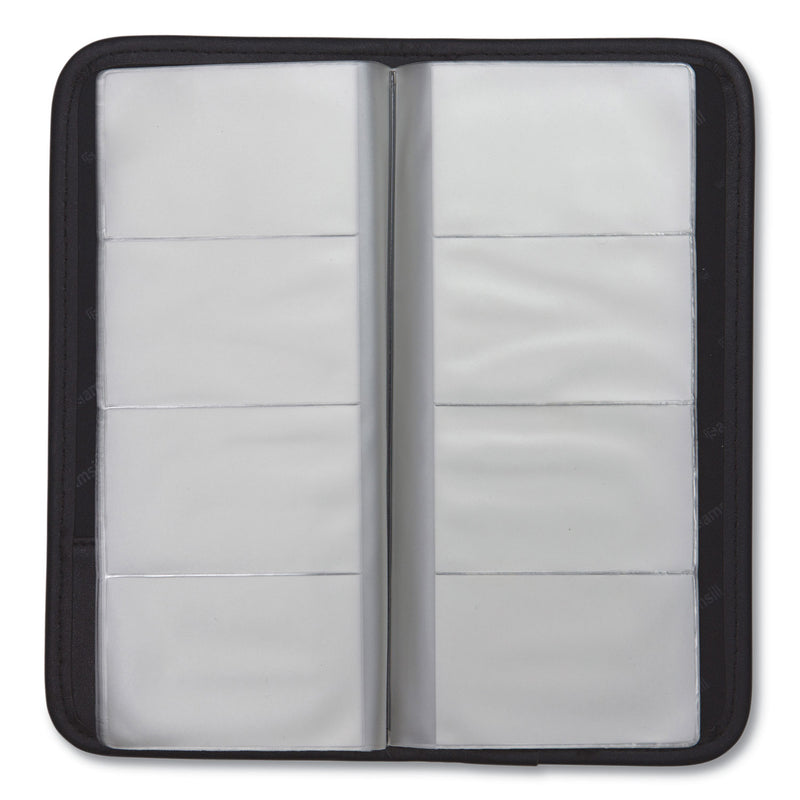 Samsill Professional Vinyl Business Card File, Holds 160 2 x 3.5 Cards, 4.75 x 10.13, Black