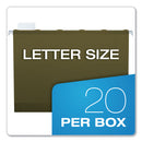 Pendaflex Ready-Tab Reinforced Hanging File Folders, Letter Size, 1/5-Cut Tabs, Standard Green, 25/Box