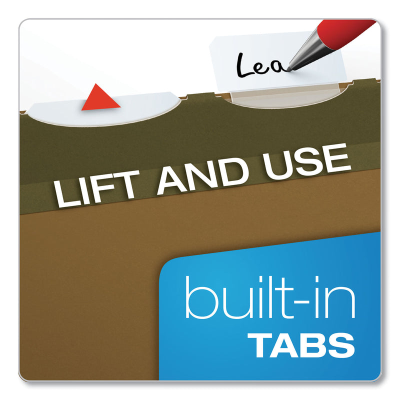 Pendaflex Ready-Tab Reinforced Hanging File Folders, Letter Size, 1/3-Cut Tabs, Standard Green, 25/Box