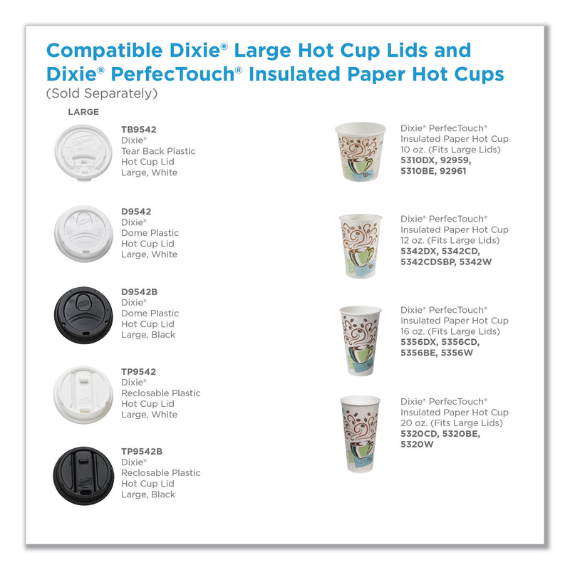 Dixie Reclosable Lids, Fits 12 oz to 20 oz Dixie Cups, 10 oz to 20 oz PerfecTouch Cups, White, 100/Pack, 10 Packs/Carton