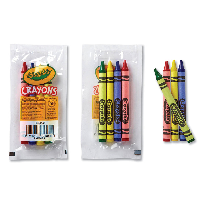Crayola Classic Color Cello Pack Party Favor Crayons, 4 Colors/Pack, 360 Packs/Carton