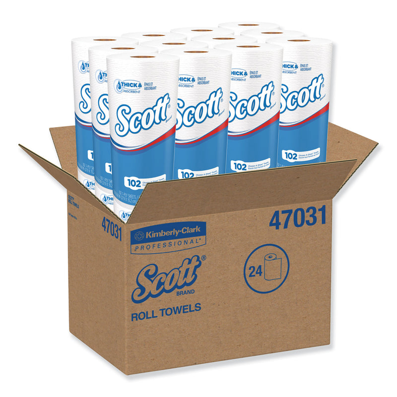 Scott Choose-A-Sheet Mega Kitchen Roll Paper Towels, 1-Ply, 4.8 x 11, White, 102/Roll, 24/Carton