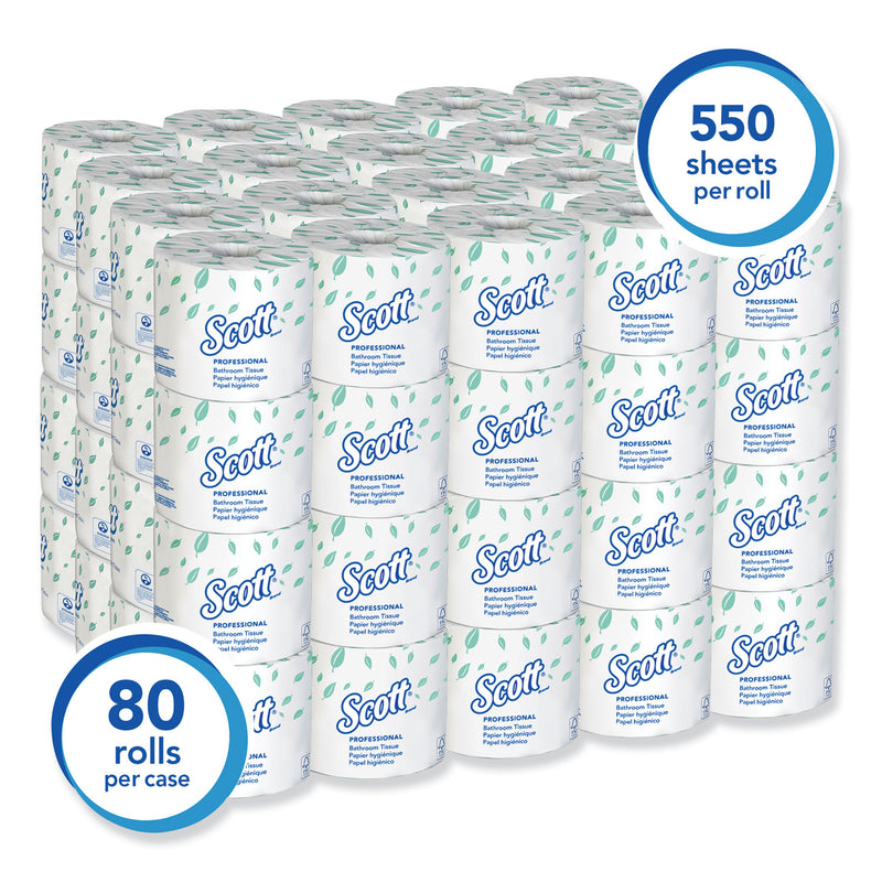 Scott Essential Standard Roll Bathroom Tissue for Business, Septic Safe, 2-Ply, White, 550 Sheets/Roll