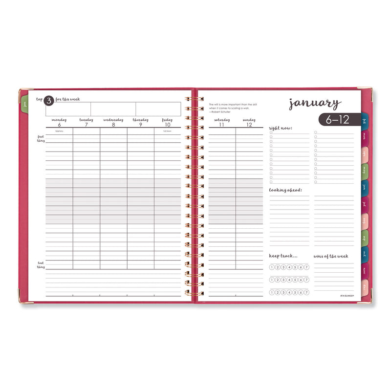 AT-A-GLANCE Harmony Weekly/Monthly Hardcover Planner, 11 x 8.5, Berry Cover, 13-Month (Jan to Jan): 2023 to 2024