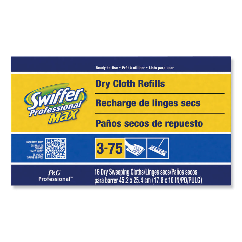 Swiffer Max/XL Dry Refill Cloths, 17.88 x 10, White, 16/Box, 6 Boxes/Carton