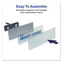 Avery The Mighty Badge Name Badge Holder Kit, Horizontal, 3 x 1, Inkjet, Silver, 4 Holders/32 Inserts