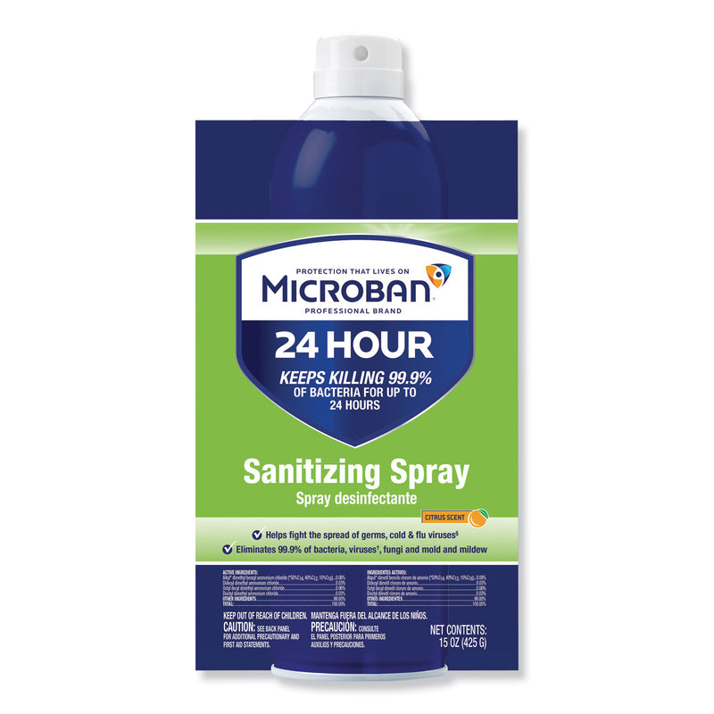 Microban 24-Hour Disinfectant Sanitizing Spray, Citrus, 15 oz Aerosol Spray