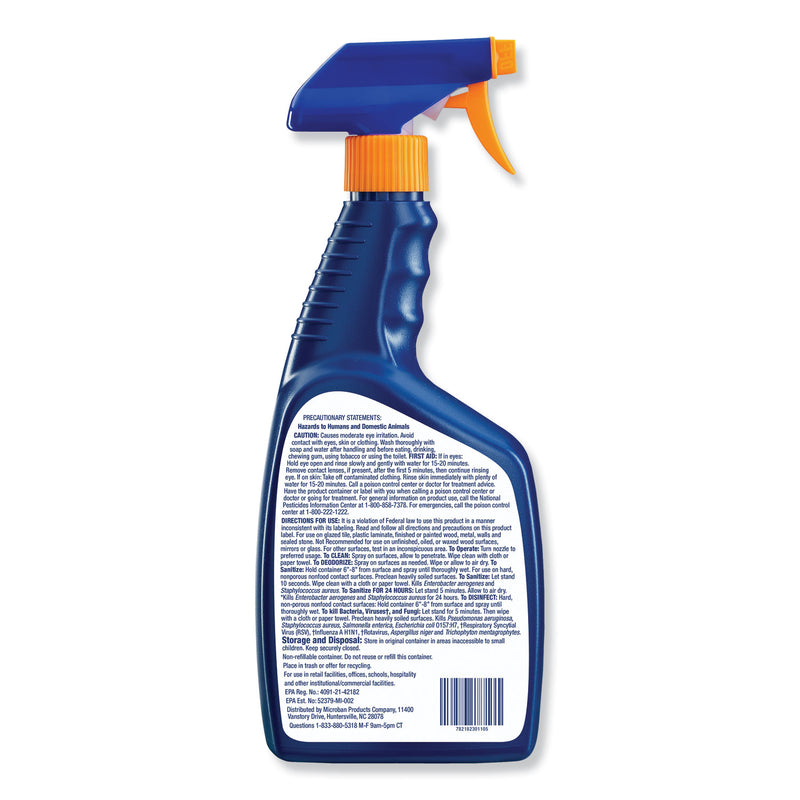 Microban 24-Hour Disinfectant Multipurpose Cleaner, Citrus, 32 oz Spray Bottle, 6/Carton