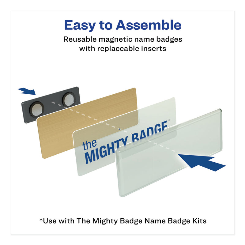 Avery The Mighty Badge Name Badge Inserts, 1 x 3, Clear, Inkjet, 20/Sheet, 5 Sheets/Pack