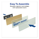 Avery The Mighty Badge Name Badge Holder Kit, Horizontal, 3 x 1, Inkjet, Gold, 10 Holders/ 80 Inserts