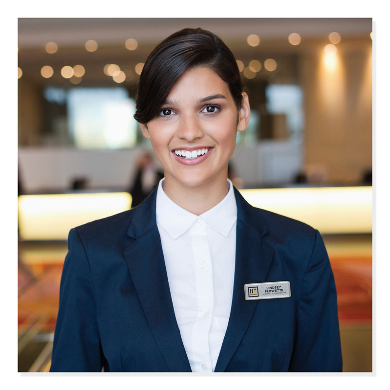 Avery The Mighty Badge Name Badge Holder Kit, Horizontal, 3 x 1, Laser, Silver, 10 Holders/ 80 Inserts