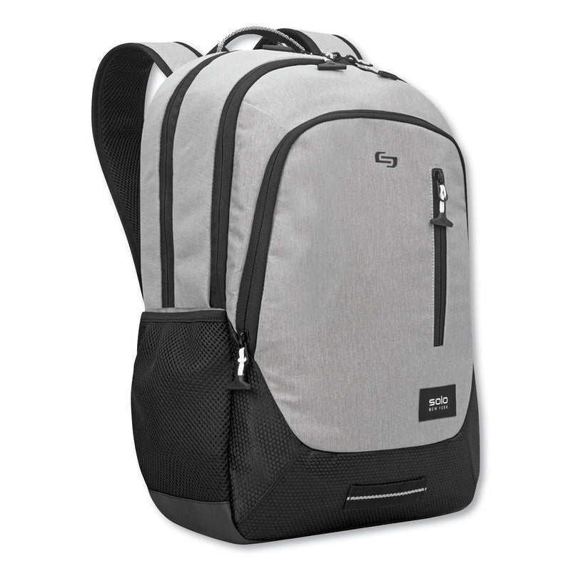 Solo Region Backpack, Fits Devices Up to 15.6", Nylon/Polyester, 13 x 5 x 19, Light Gray