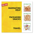 Glad Fold-Top Sandwich Bags, 6.5" x 5.5", Clear, 180/Box, 12 Boxes/Carton