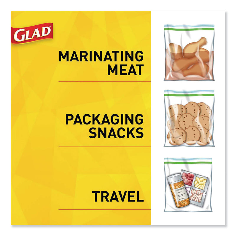 Glad Fold-Top Sandwich Bags, 6.5" x 5.5", Clear, 180/Box, 12 Boxes/Carton