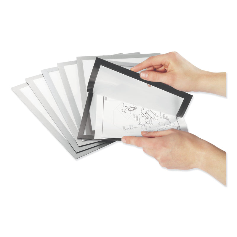 Durable DURAFRAME Magnetic Plus Sign Holder, 8.5 x 11, Silver Frame, 2/Pack