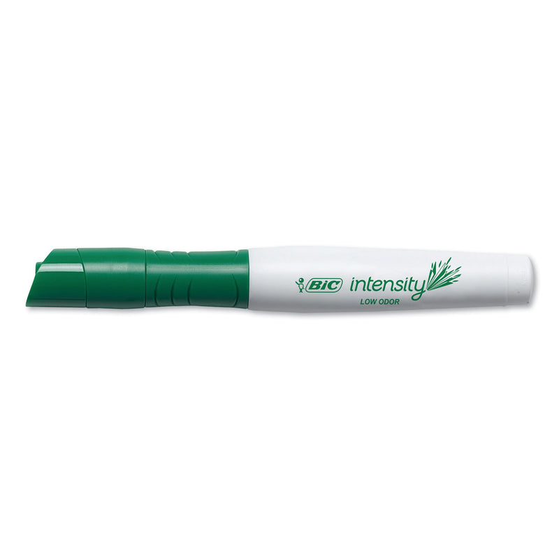 BIC Intensity Low Odor Chisel Tip Dry Erase Marker, Broad Chisel Tip, Green, Dozen