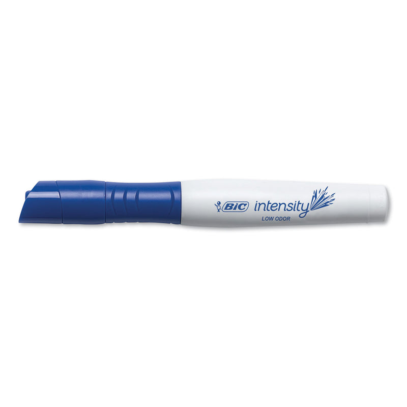 BIC Intensity Low Odor Chisel Tip Dry Erase Marker, Broad Chisel Tip, Blue, Dozen