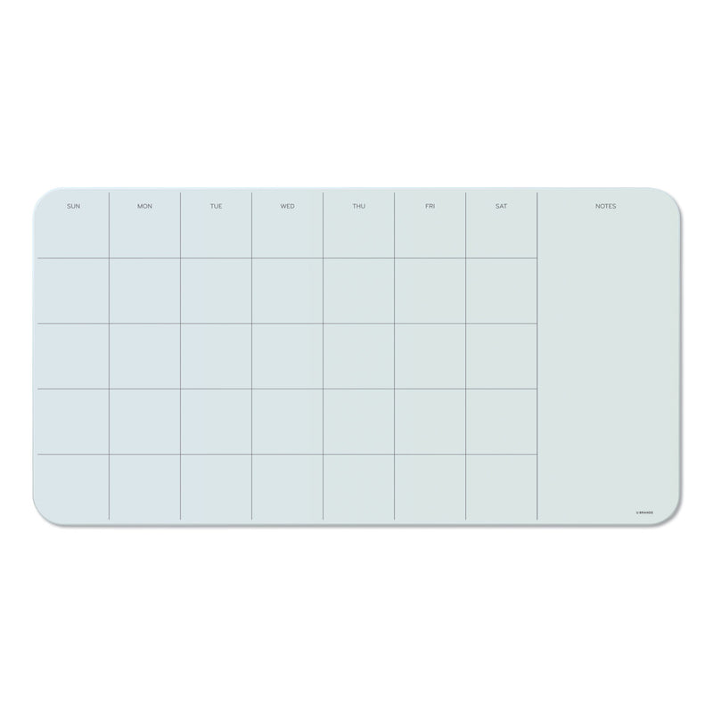 U Brands Cubicle Glass Dry Erase Undated Four Week Calendar Board, 23 x 12, White