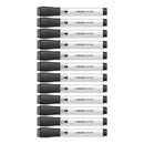U Brands Chisel Tip Low-Odor Dry-Erase Markers with Erasers, Broad Chisel Tip, Black, Dozen
