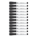 U Brands Medium Point Low-Odor Dry-Erase Markers with Erasers, Medium Bullet Tip, Black, Dozen