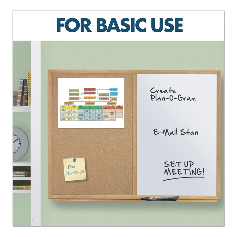 Quartet Bulletin/Dry-Erase Board, Melamine/Cork, 36 x 24, White/Brown, Oak Finish Frame