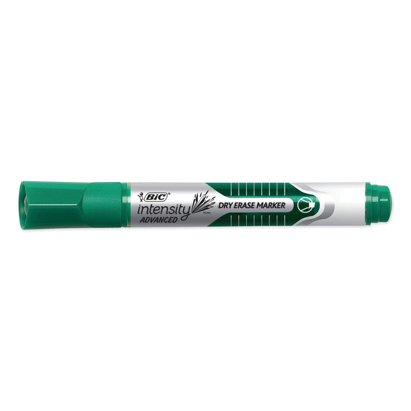 BIC Intensity Advanced Dry Erase Marker, Tank-Style, Broad Chisel Tip, Green, Dozen