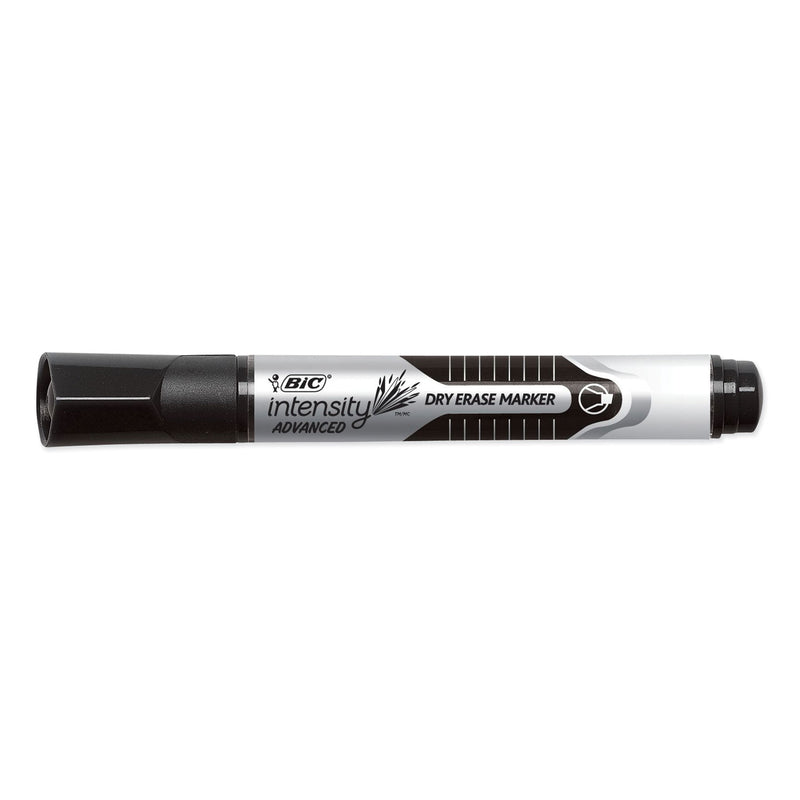 BIC Intensity Advanced Dry Erase Marker, Tank-Style, Broad Chisel Tip, Black, Dozen