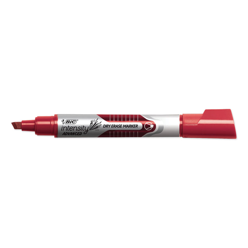 BIC Intensity Advanced Dry Erase Marker, Tank-Style, Broad Chisel Tip, Red, Dozen