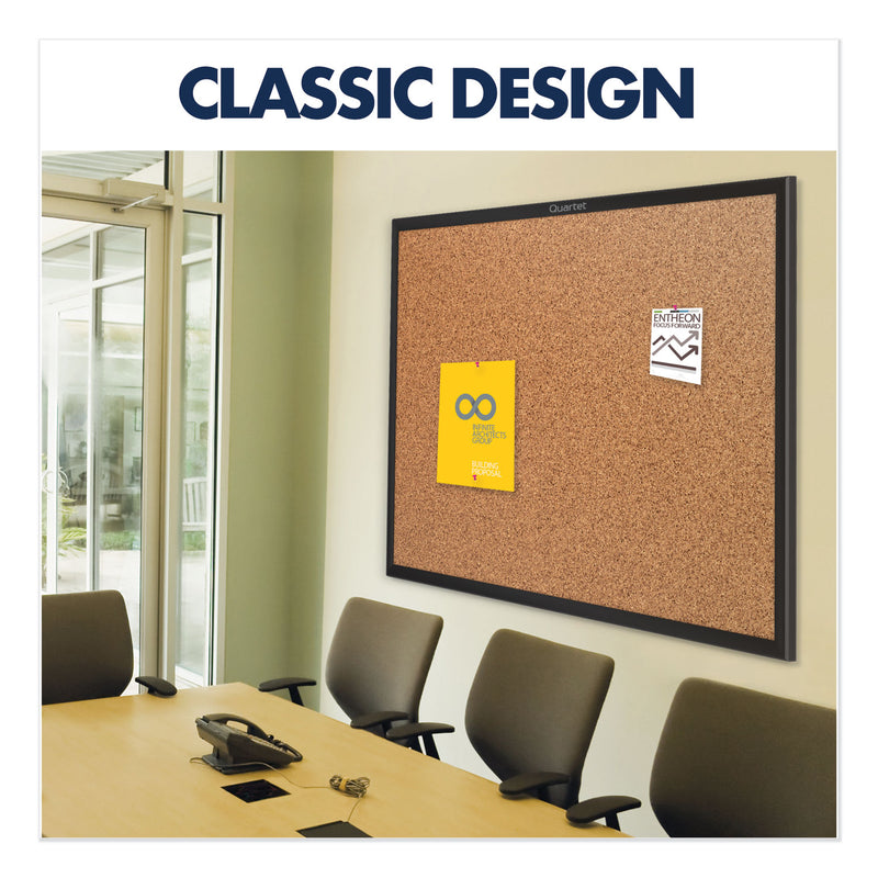 Quartet Classic Series Cork Bulletin Board, 24x18, Black Aluminum Frame
