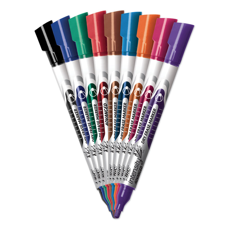 BIC Intensity Advanced Dry Erase Marker, Pocket-Style, Medium Bullet Tip, Assorted Colors, Dozen