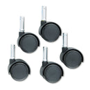 Master Caster Duet Dual Wheels, Grip Ring Type C Stem, 2" Soft Polyurethane Wheel, Matte Black, 5/Set