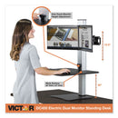 Victor High Rise Electric Dual Monitor Standing Desk Workstation, 28" x 23" x 20.25", Black/Aluminum