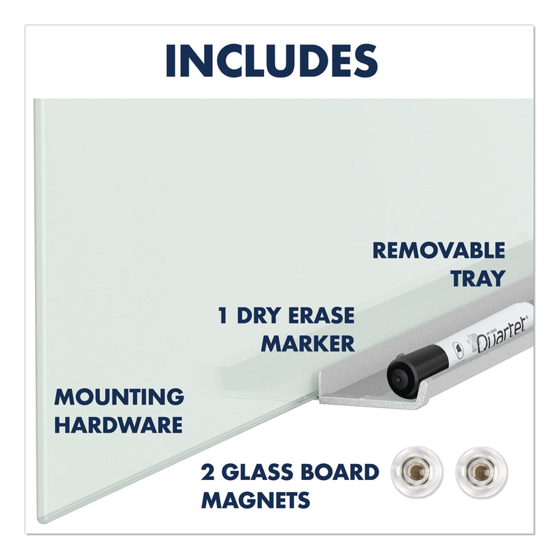 Quartet InvisaMount Magnetic Glass Marker Board, Frameless, 39" x 22", White Surface