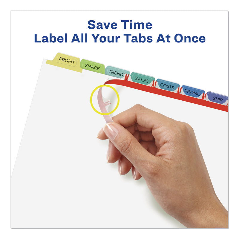 Avery Print and Apply Index Maker Clear Label Dividers, 8-Tab, Color Tabs, 11 x 8.5, White, Contemporary Color Tabs, 25 Sets