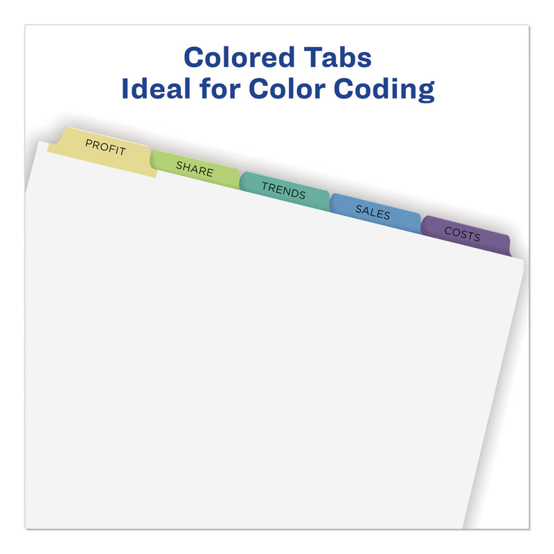 Avery Print and Apply Index Maker Clear Label Dividers, 5-Tab, Color Tabs, 11 x 8.5, White, Contemporary Color Tabs, 25 Sets