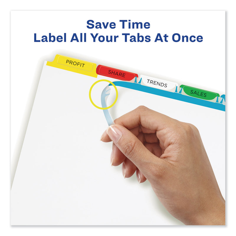 Avery Print and Apply Index Maker Clear Label Dividers, 5-Tab, Color Tabs, 11 x 8.5, White, Traditional Color Tabs, 5 Sets